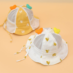 3-24个月可调节婴儿帽子春秋薄款纯棉盆帽春夏，遮阳男女宝宝渔夫帽