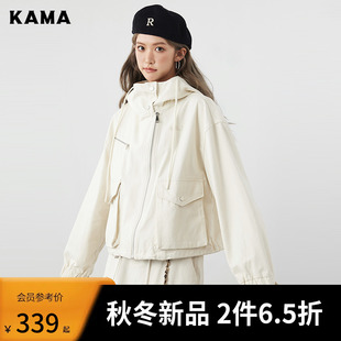 KAMA卡玛2023秋季立体大口袋工装外套休闲女款夹克7323752