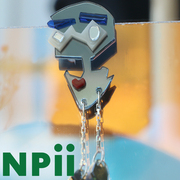 NPii眼镜先生耳环镜面亚克力原创金属未来感耳钉镶嵌工艺艺术耳夹