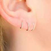 纯银小圆圈耳环金耳圈14K圈圈个性耳骨环欧美多耳洞搭配素圈耳环