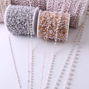 珍珠铜镀链条手工DIY饰品配件流苏发簪首饰材料包串珠隔珠夹珠链