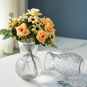 简约圆形宜家透明玻璃，花瓶水养鲜花创意ins风插花瓶客厅装饰摆件