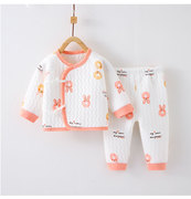 新生儿保暖内衣套装婴儿无骨纯棉0-3个月宝宝薄夹棉和尚服两件套