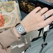 蒂米妮女士手表皮带镶钻方形表盘女石英手表，简约气质时尚防水