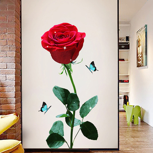 婚庆立体玫瑰贴画沙发电视背景墙，贴浪漫情侣卧室，客厅装饰墙壁贴纸