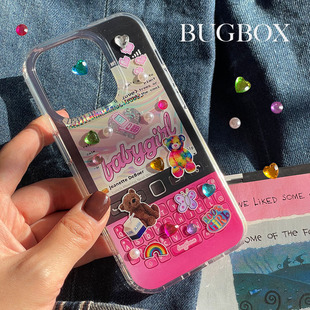 bugbox甜美个性适用黑莓创意iphone14双层12苹果1513promax防摔手机，壳15pro潮牌女生保护套粉色甜酷