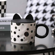 高颜值创意陶瓷马克杯带盖家用喝水杯情侣杯子办公室早餐杯咖啡杯