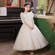 花童公主裙秋季女童礼服蓬蓬裙，儿童晚礼服钢琴演奏主持人小女孩新