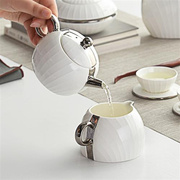 红玫瑰唐山骨瓷茶具套装家用整套陶瓷茶杯茶壶欧式浮雕功夫茶具