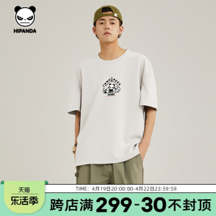 hipanda你好熊猫设计师品牌潮牌短袖，t恤男2024夏款情侣个性时尚t