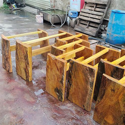 实木大板桌脚原木茶桌架子，新中式桌子腿，实木脚架奥坎花梨大板支架
