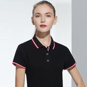 纯棉有翻领短袖t恤女2024年polo衫夏工作服t桖定制印logo刺绣