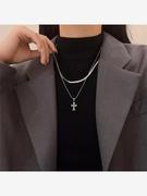 欧美十字架项链合集男女ins小众设计网红毛衣链钛钢不掉色锁骨链