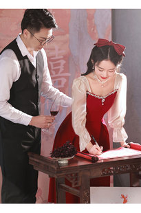 敬酒服平时可穿新娘红色小个子订婚连衣裙在逃公主回门礼服女宴会