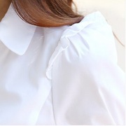 女韩版白色衬衫短袖夏季衬衣修身职业大码V领雪纺衫女