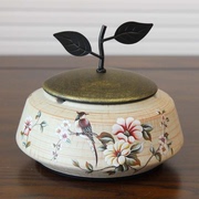 美式陶瓷烟灰缸 欧式复古带盖烟灰缸 茶几装饰工艺摆设品创意摆件
