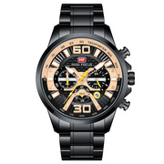 男防水夜光士潮流钢带手表大表盘多功能机芯日历时尚石英国产腕表