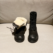 阿马司羊毛靴马丁靴皮毛一体，雪地靴女平底短靴保暖加厚冬靴子