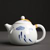 手绘青花高档茶壶陶瓷，西施壶单壶功夫茶具家用白瓷，大号泡茶壶套装