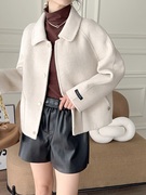 23大气韩版小个子上衣外套，短款羊毛毛呢休闲双面，尼羊绒大衣女