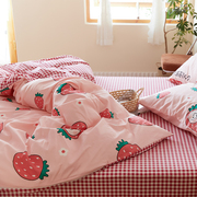 草莓 可爱甜蜜印花全棉床单被套枕套女孩床品纯棉被单宿舍单双人