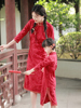 亲子旗袍母女装时尚洋气，中国风长袖秋冬款，2023中长款连衣裙冬