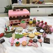 高档木制草莓蛋糕切切看乐过家家女孩玩具厨房套装木质儿童生日礼