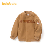 巴拉巴拉儿童大衣外套2022冬装双面呢洋气可爱字母时尚棒球服