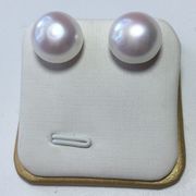天然白色扁圆淡水珍珠耳钉，s925银针馒头，圆耳环时尚简约款