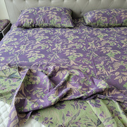 双层纱提套花床四件套棉纯棉 被套 床全单 单枕套三件HET床上用品