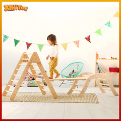 婴儿攀爬架实木家用小型室内儿童滑滑梯组合宝宝感统训练床边滑梯