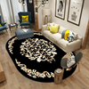 简约现代欧式黑色椭圆形地毯卧室床边床前地毯 客厅茶几毯可定制