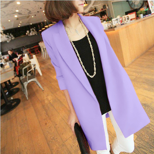香芋紫色小西装外套，女中长款2024年春季韩版宽松休闲长袖西服