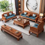 2023实木沙发新中式沙发印尼，花梨木沙发大户型别墅冬夏两用仿古式