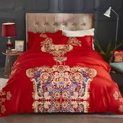 新品婚嫁大红色四件套，全棉纯棉结婚床上用品婚庆，套件婚房床品婚
