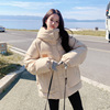 卡其色羽绒棉服女冬季2023韩系设计感连帽，加厚保暖棉衣棉袄潮