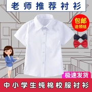 儿童衬衫夏季纯棉短袖男童女童白色衬衣中大童表演出服小学生校服