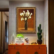 欧式喷绘油画客厅装饰画，古典花卉有框画餐厅，玄关过道挂画卧室