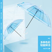 透明雨伞全自动折叠伞直柄手开伞晴雨两用太阳伞女防晒遮阳黑胶伞