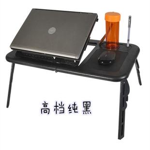 多功能便携式折叠床上用笔记本电脑桌带双风扇散热器支架懒人桌子