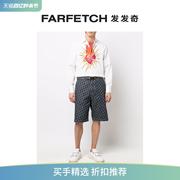 lanvin浪凡男士几何图案，印花百慕大短裤，farfetch发发奇