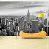 3d立体大型壁画客厅沙发背景墙纸欧美建筑风景墙布5d黑白城市壁纸