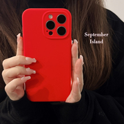 新年中国红iphone15ProMax手机壳11/12液态硅胶软壳13全包苹果14Pro简约纯色