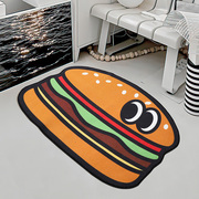 摊牌汉堡家用入户门，地垫客厅沙发圆形，地毯床边脚垫卡通耐脏垫子