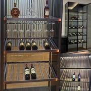 定制铝合金酒柜玻璃门葡萄酒，红酒架金属，玻璃层板高档奢华展示架