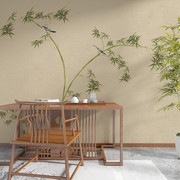 新中式花鸟画手绘竹子环保壁画，淡雅客厅电视背景，墙纸卧室墙画壁纸