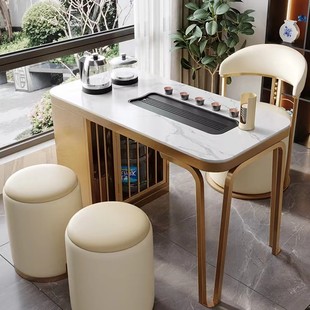 轻奢岩板茶台桌现代简约客厅，家用小户型套装，一体阳台小茶桌椅组合