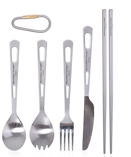 必唯纯钛餐具筷子叉勺子套装户外家用旅行野餐便携餐具