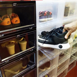 加厚透明鞋盒翻盖展示鞋柜自由组合男女鞋子收纳盒防尘塑料整理