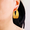 轻奢时尚圆圈耳环女沙金铜镀金假黄金方糖碎金，耳圈夸张耳饰不掉色